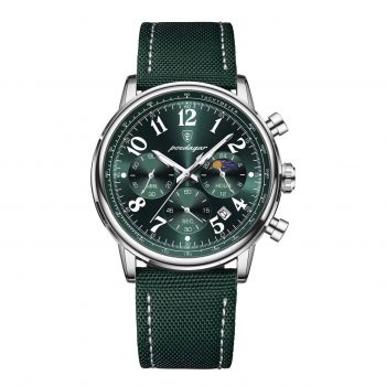 Ceas barbatesc Poedagar CS1887, textil, verde, cadran verde