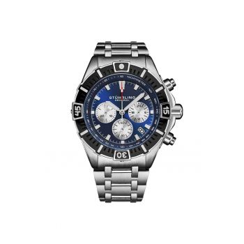 Ceas cu cronograf cu cuart japonez Stellar de 44 mm 1022 - original STUHRLING - TerraT - albastru