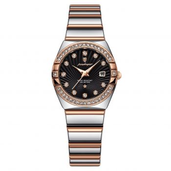 Ceas de dama Poedagar CS1865, otel inoxidabil, argintiu-rose gold, cadran negru