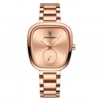 Ceas de dama Poedagar CS1891, otel inoxidabil, rose gold, cadran rose gold