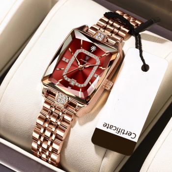 Ceas de dama Poedagar CS1908, otel inoxidabil, rose gold, cadran visiniu