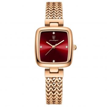 Ceas de dama Poedagar CS1914, otel inoxidabil, rose gold, cadran visiniu