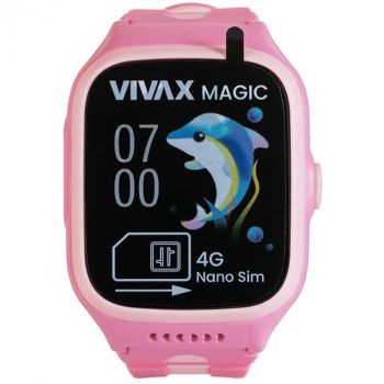 VIVAX SmartWatch KIDS Vivax 4G MAGIC, Bluetooth 5.1, Rezistența la apă, Procesor ARM Cortex-R5, 64 GB, Roz Magic