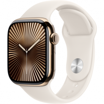 Apple Apple Watch S10 Cellular 42mm Gold Titanium Case with Starlight Sport Band - S/M