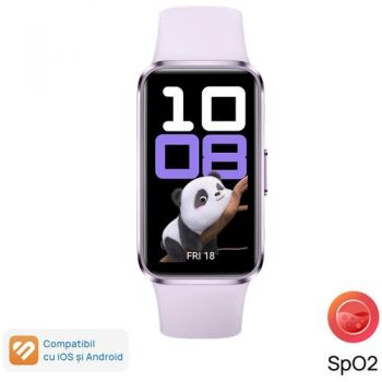Bratara fitness HUAWEI Band 10, Android /iOS, carcasa aluminiu, bratara Fluoroelastomer, ecran AMOLED 1.47inch,  Rezistenta la apat5 ATM (Violet)