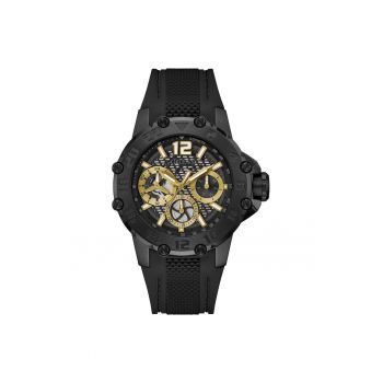 Ceas barbatesc  CONTENDER - curea silicon neagra - carcasa inox - 46x12.4mm - rezistenta apa 5 ATM