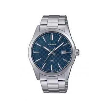 Ceas barbatesc -  Inox - 21 cm - Argintiu/Albastru