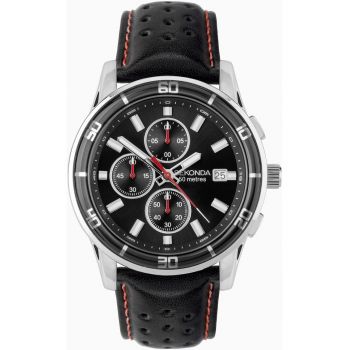 Ceas barbatesc  Midnight 30206 - negru - curea din piele naturala - mecanism quartz - rezistenta la apa 5 ATM