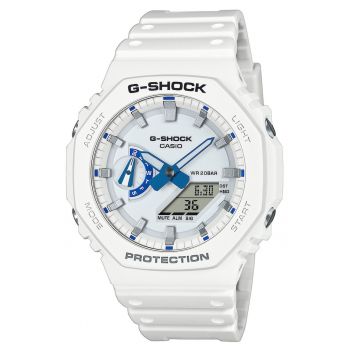Ceas barbati G-SHOCK  GA-2100HDS-7AER - albastru - curea alba din cauciuc - 45mm - rezistent la apa 200m