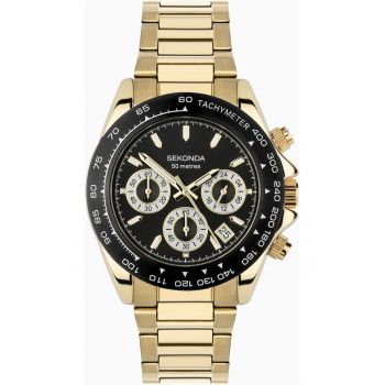 Ceas  Circuit Chronograph - quartz - aur - negru - 5 ATM