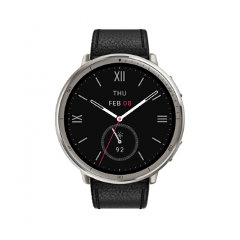 Ceas inteligent Smartwatch Amazfit Active 2, Ecran AMOLED 1.32inch, Bluetooth 5.2, NFC, Leather Strap (Negru)