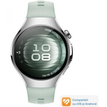 Ceas inteligent Smartwatch Huawei Watch 5, 46mm, Ecran AMOLED 1.5inch, Bluetooth, NFC, GPS, ECG, 5 ATM, Bratara Fluoroelastomer (Verde)