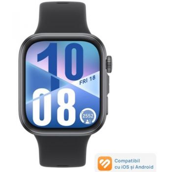 Ceas inteligent Smartwatch HUAWEI Watch Fit 4, Ecran AMOLED 1.82inch, Bluetooth, 5 ATM, Curea Fluoroelastomer (Negru)