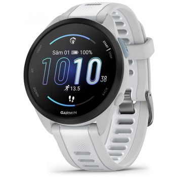GARMIN Ceas Garmin Forerunner 165, memorie 8GB, autonomie până la 11 zile, modul de economisire a bateriei până la 20 zile, rezistant la apa,  Mist Grey/Whitestone