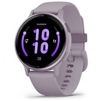 GARMIN Ceas smartwach Garmin vívoactive 5, display AMOLED, memorie 8GB, autonomie pana la 14 zile, rezistanta la apa, Ramă metalică din aluminiu orchid cu carcasă orchid Case, brăţară din silicon