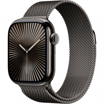 Apple Apple Watch S10 Cellular, 42mm , carcasa Titan, curea Slate Milanese Loop