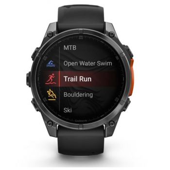 Ceas activity outdoor Garmin fenix 8, 47mm, Ecran AMOLED 1.4inch, Wi-Fi, Silicone Band (Gri)