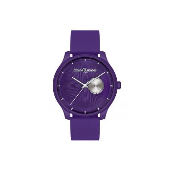 Ceas barbatesc  42 mm - carcasa din otel - curea din silicon - violet - rezistent la apa 3 ATM