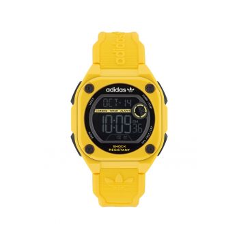 Ceas barbatesc  CITY TECH TWO - 45mm - galben - curea din rasina - rezistent la apa 10 ATM