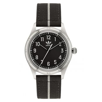 Ceas barbatesc  CODE FOUR - carcasa inox - curea sintetica - rezistent la apa 5 ATM - negru/argintiu