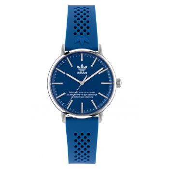 Ceas barbatesc  CODE ONE - albastru/argintiu - curea silicon - rezistent la apa 5 ATM