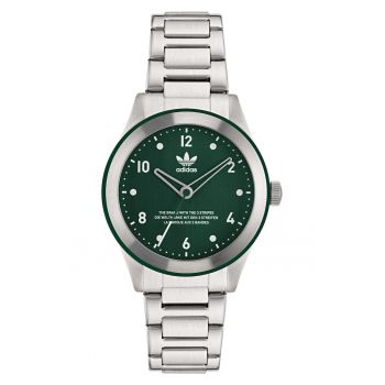 Ceas barbatesc  CODE THREE - inox - argintiu - cadran verde