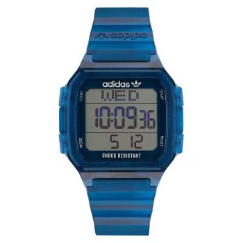 Ceas barbatesc  DIGITAL ONE GMT - albastru - curea din rasina - rezistenta la apa 5 ATM