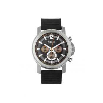 Ceas barbatesc  mecanism Quartz - rezistenta la apa 5 ATM - argintiu - curea neagra
