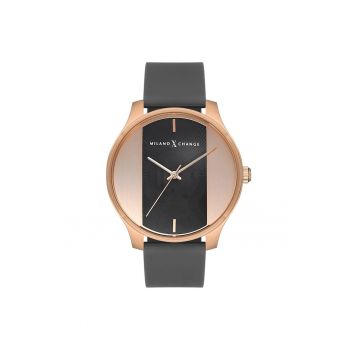 Ceas barbatesc  MEX3237 43mm - carcasa din otel - curea din silicon - culoare aurie - gri