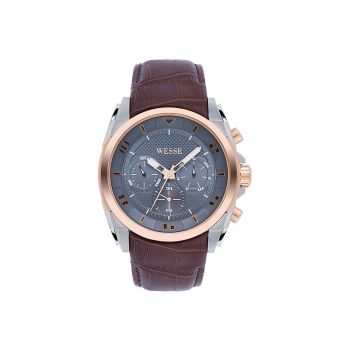 Ceas barbatesc  model WWG400201L - argintiu - curea maro - rezistenta la apa 5 ATM - mecanism Quartz