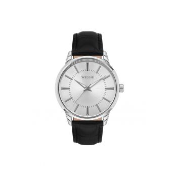 Ceas barbati  WWG203813 clasic argintiu 41mm curea neagra piele