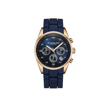 Ceas cronograf Tempo - carcasa de 42 mm - curea din silicon - 4059 - original STUHRLING - albastru