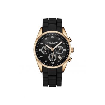 Ceas cronograf Tempo - carcasa de 42 mm - curea din silicon - 4060 - original STUHRLING - regal - negru
