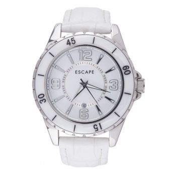 Ceas dama  ECP10219 curea piele ecologica argintie 41-45 mm - rezistenta la apa 5 ATM