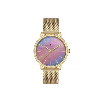 Ceas dama  MEX1175 38mm - curea textil aurie - rezistent la apa 3 ATM