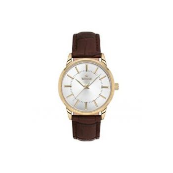 Ceas dama  WWL104411 auriu maro 36mm quartz piele ecologica 5ATM