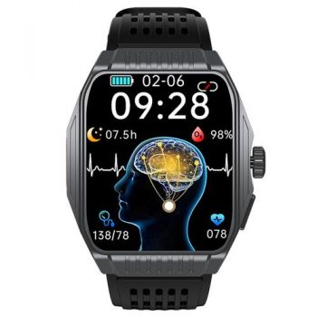 Ceas inteligent Smartwatch iSEN JT03, Ecran HD 1.85inch, Imbunatatire somn, Glicemie, PPG+ECG, HR, Apel Bt, SOS, Asist. vocal, Ingrijire de la distanta (Gri)