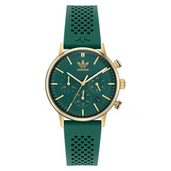 Ceas barbatesc  CODE ONE CHRONO - inox - 40x10mm - verde - curea silicon - rezistenta apa 5 ATM