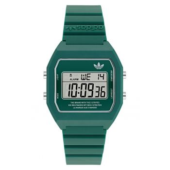 Ceas barbatesc  Digital Two - verde - curea din rasina - rezistenta la apa 5 ATM
