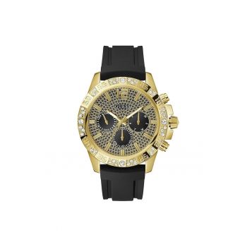 Ceas barbatesc  GW0909G2 - Quartz - 50mm - culoare aurie - curea din silicon neagra - rezistenta la apa 5ATM