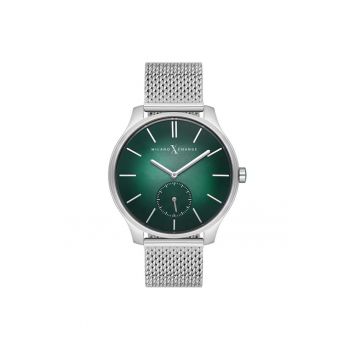 Ceas barbatesc  MEX3128 - curea metalica - cadran verde - 44mm - rezistenta la apa 3 ATM