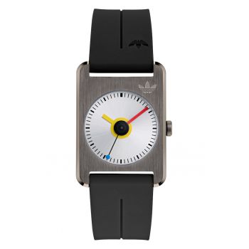 Ceas barbatesc  RETRO POP - gri - curea silicon neagra