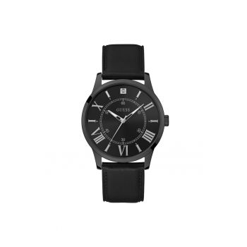Ceas barbatesc  U1411G2M - 43mm - negru - curea din piele naturala - rezistent la apa 5 ATM