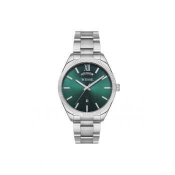 Ceas barbatesc  WWG205506 - 42 mm - curea metalica - cadran verde - rezistent la apa 5 ATM