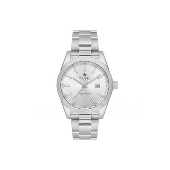Ceas barbatesc  WWG209204 - curea metalica - 40mm - argintiu - rezistent la apa 5 ATM