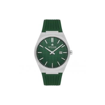 Ceas barbatesc  WWG210208 - 45mm - curea silicon verde - carcasa metalica argintie - 3ATM