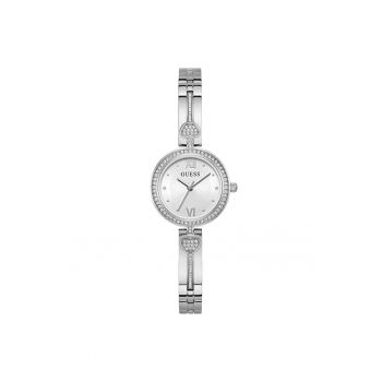 Ceas dama  27 mm - curea otel argintie - carcasa otel argintie - rezistent la apa 3 ATM