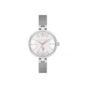 Ceas dama  USPA2025-04 - argintiu - 35mm - mecanism Quartz - rezistent la apa 5 ATM