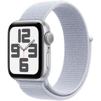 SmartWatch Apple Watch SE (2024) v3, GPS, 40mm Aluminium Silver cu Blue Cloud Sport Loop ieftin