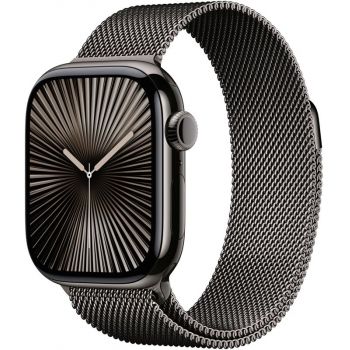 SmartWatch Apple Watch Series 10, 42mm Carcasa Titanium Slate, Slate Milanese Loop, GPS + Cellular